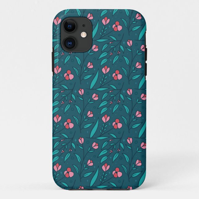Capa Para iPhone 11 Padrão de rosas simples (Verso)