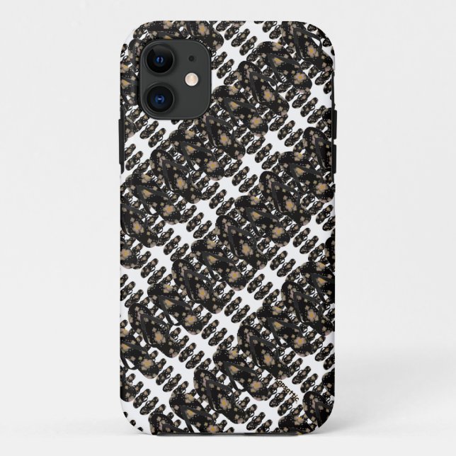 Capa Para iPhone 11 Padrão de Sandálias de Mini Sacudir (preto) (Verso)