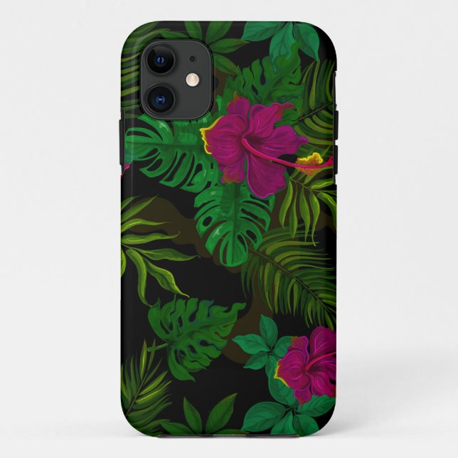 Capa Para iPhone 11 Padrão de selva de orquídeas (Verso)