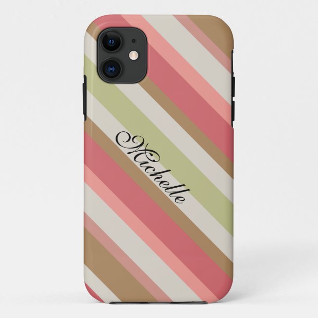 Capa Para iPhone 11 Padrão de Stripes de Paprika (Verso)