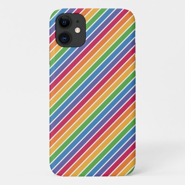 Capa Para iPhone 11 Padrão de Stripes do Arco-Íris (Verso)