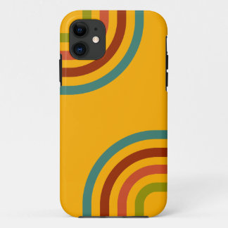 Capa Para iPhone 11 Padrão de Stripes Retroativas 70s