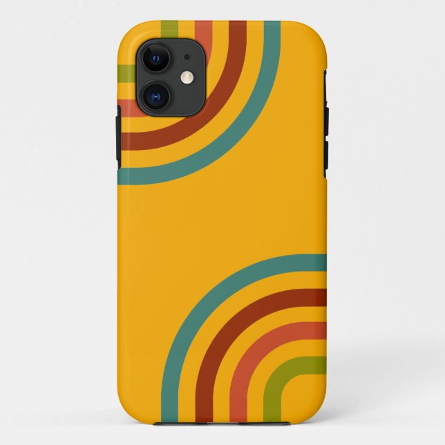 Capa Para iPhone 11 Padrão de Stripes Retroativas 70s (Verso)