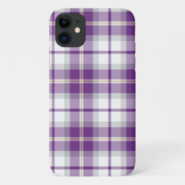 Capa Para iPhone 11 Padrão de Tartan de Xadrez roxa e branca