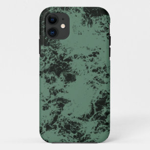 Capa Para iPhone 11 Padrão de textura mármore em preto e verde