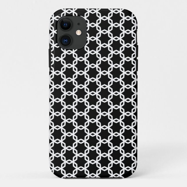 Capa Para iPhone 11 Padrão de trava preto e branco (Verso)