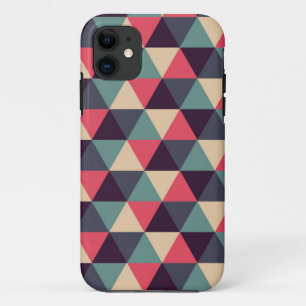 Capa Para iPhone 11 Padrão De Triângulo Teal E Rosa