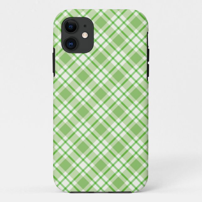 Capa Para iPhone 11 Padrão de verificação de diagonal verde-claro (Verso)