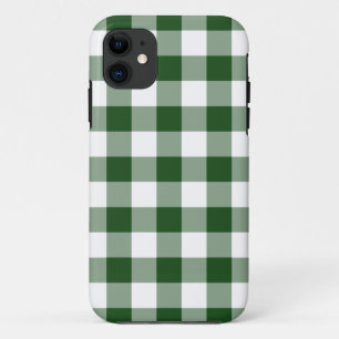 Capa Para iPhone 11 Padrão de Verificação de Gingham Branco Verde
