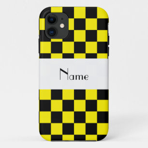 Capa Para iPhone 11 Padrão de verificação preto e amarelo
