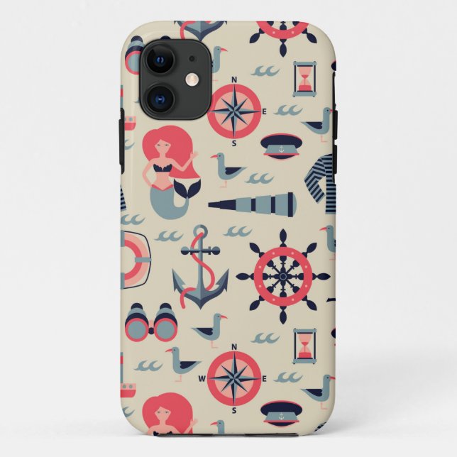 Capa Para iPhone 11 Padrão de vida marinha (Verso)