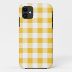 Capa Para iPhone 11 Padrão de Xadrez de Buffalo Amarelo e Branco