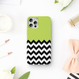 Capa Para iPhone 11 Padrão de ziguezague preto e branco, Chevron, verd