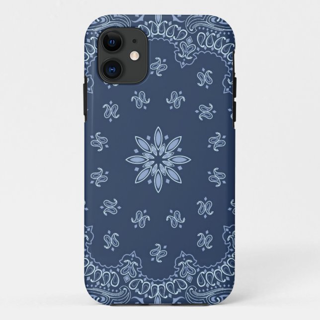 Capa Para iPhone 11 Padrão decorativo azul e branco (Verso)