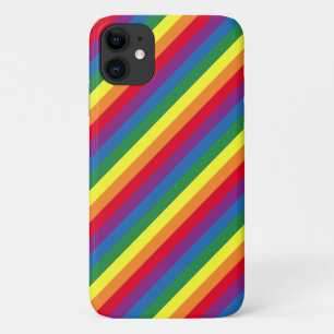 Capa Para iPhone 11 Padrão Diagonal do Arco-Íris