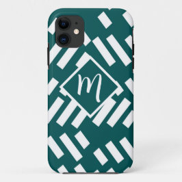 Capa Para iPhone 11 Padrão Diagonal Minimalista Striped, Monograma