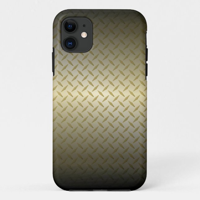 Capa Para iPhone 11 Padrão Diamondplate com Fade Preta a Dourada (Verso)