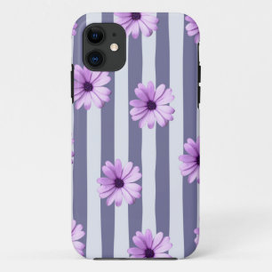 Capa Para iPhone 11 padrão distribuído com margaridas roxas