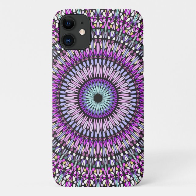 Capa Para iPhone 11 Padrão do caleidoscópio Roxo Mandala (Verso)