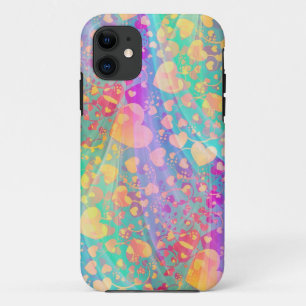Capa Para iPhone 11 Padrão do coração - pastel