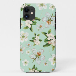 Capa Para iPhone 11 Padrão do Flor de Primavera de Vintage