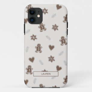 Capa Para iPhone 11 Padrão do nome de Natal do Pão de Genger Neutro Mo