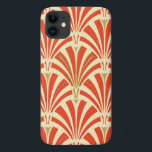 Capa Para iPhone 11 Padrão do ventilador Art Deco - laranja-mandarina<br><div class="desc">Reprodução digital de um papel de parede clássico,  Art Deco,  padrão de ventoinha - laranja de mandarina profunda em cor de laranja claro,  com sherbet,  embelezado com ouro</div>