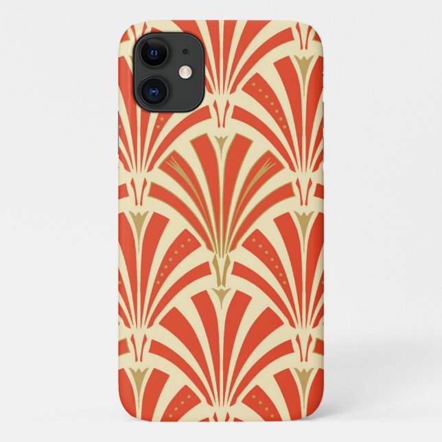 Capa Para iPhone 11 Padrão do ventilador Art Deco - laranja-mandarina (Verso)