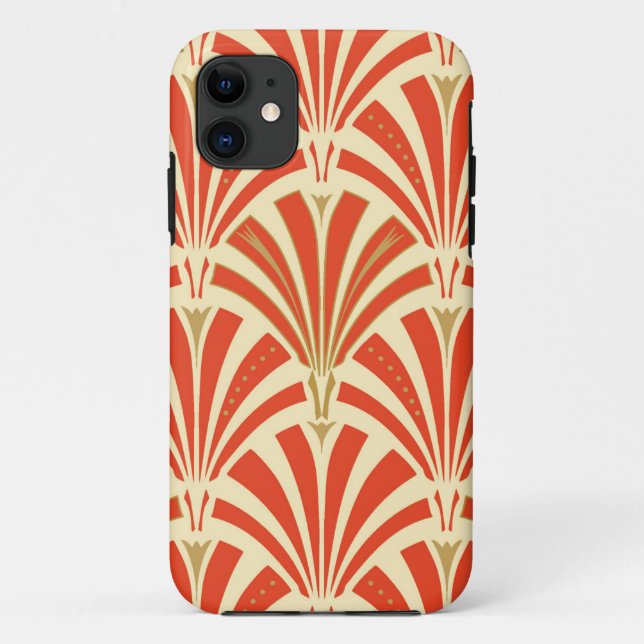 Capa Para iPhone 11 Padrão do ventilador Art Deco - laranja-mandarina (Verso)