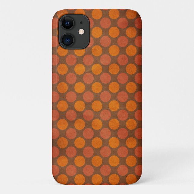 Capa Para iPhone 11 Padrão dos círculos de colheita retrô laranja (Verso)