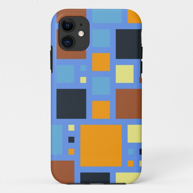Capa Para iPhone 11 Padrão dos quadrados modernos retrorreflectores |  (Verso)