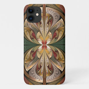 Capa Para iPhone 11 Padrão Dourado de vidro colado com borboleta Abstr