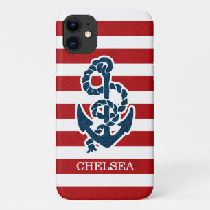 Capa Para iPhone 11 Padrão e nome da faixa de âncora náutica