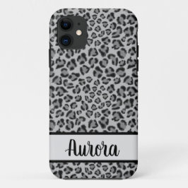 Capa Para iPhone 11 Padrão elegante de leopardo onça-preta cinza 