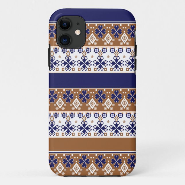 Capa Para iPhone 11 Padrão escandinavo liso e escandinavo azul (Verso)