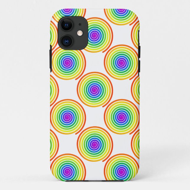 Capa Para iPhone 11 Padrão Espiral Arco-Íris (Verso)
