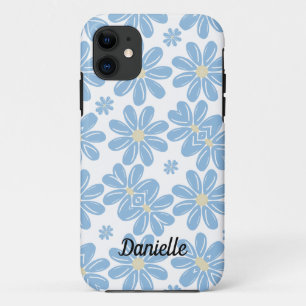 Capa Para iPhone 11 Padrão Floral Azul - Caso iPhone 11 Personalizado