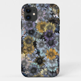Capa Para iPhone 11 Padrão floral azul da cinza