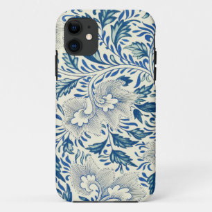 Capa Para iPhone 11 Padrão Floral Azul Design Asiático Antiquado