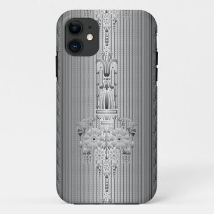 Capa Para iPhone 11 Padrão floral barroco com cinza de fronteira