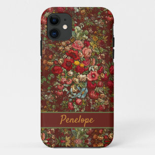 Capa Para iPhone 11 Padrão Floral Chintz Vintage com o Seu Nome