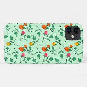 Capa Para iPhone 11 Padrão floral com flores rosa coloridas