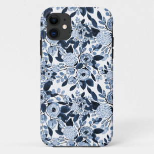 Capa Para iPhone 11 Padrão Floral de Cor de Água Azul do Pastel mari