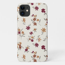 Capa Para iPhone 11 Padrão Floral de Maroon Dourado da Daît