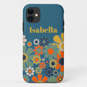 Capa Para iPhone 11 Padrão Floral do Groovy Retro 60s 70s Personalizad
