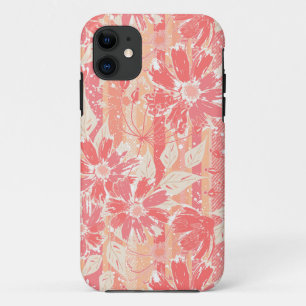 Capa Para iPhone 11 Padrão floral em tons de pêssego modernos