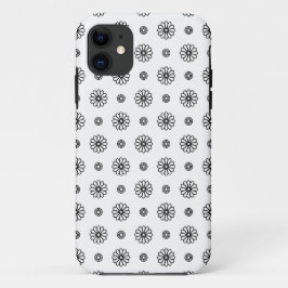 Capa Para iPhone 11 Padrão Floral Preto e Branco