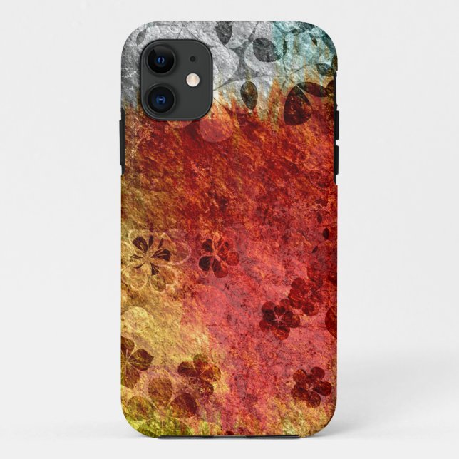 Capa Para iPhone 11 Padrão floral retrorreflector da vindima 4 (Verso)