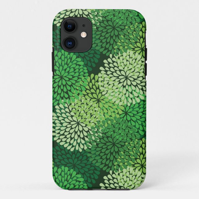 Capa Para iPhone 11 Padrão floral verde (Verso)