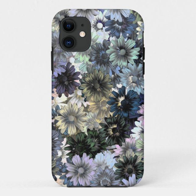 Capa Para iPhone 11 Padrão floral verde cinza (Verso)